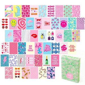 cloncep design preppy room decor collage kit, 50 pcs, 4×6 inch, preppy decor for wall, preppy wall collage, preppy pictures for wall, aesthetic wall art