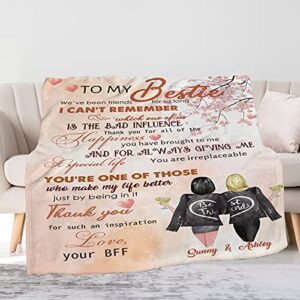 Custom Best Friend Throw Blanket with Name & Hairstyle- Soft Fleece Blanket | Best Friend Birthday Gifts for Women,Personalized Friendship Gifts for Teen Girls, Besties,Sister | Long Distance Gift