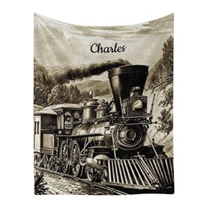 steam train personalized blankets custom super soft fleece blanket with name 50” x 60” throws for men women wedding gifts