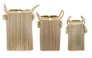 creative co-op 14.25″, 18″ & 22″ handwoven seagrass handles & tassels (set of 3 sizes) baskets, multicolor