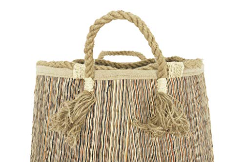 Creative Co-Op 14.25", 18" & 22" Handwoven Seagrass Handles & Tassels (Set of 3 Sizes) Baskets, Multicolor