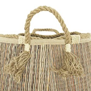 Creative Co-Op 14.25", 18" & 22" Handwoven Seagrass Handles & Tassels (Set of 3 Sizes) Baskets, Multicolor