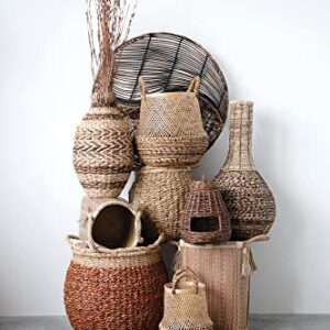 Creative Co-Op 14.25", 18" & 22" Handwoven Seagrass Handles & Tassels (Set of 3 Sizes) Baskets, Multicolor