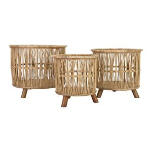 creative co-op 11.25″, 13.5″ & 15.75″ woven bamboo footed (set of 3 sizes) baskets, beige