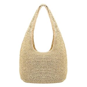 naimo women straw beach shoulder bag woven tote handbag large handmade weaving summer casual hobo bag