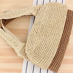 Naimo Women Straw Beach Shoulder Bag Woven Tote Handbag Large Handmade Weaving Summer Casual Hobo Bag