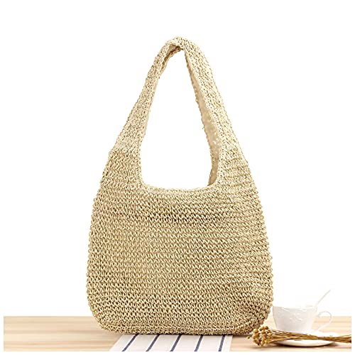 Naimo Women Straw Beach Shoulder Bag Woven Tote Handbag Large Handmade Weaving Summer Casual Hobo Bag