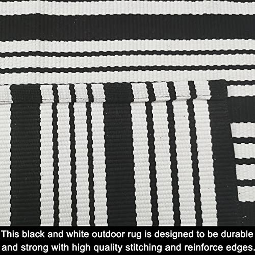 Black and White Striped Outdoor Rug Front Porch Rug 27.5"x43" Front Door Mat Cotton Hand-Woven Reversible Mats for Outdoor,Entryway,Laundry Room,Farmhouse,Kitchen (27.5"x43")