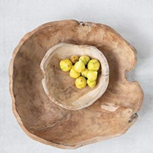 Creative Co-Op Teak Wood (Each Will Vary) Bowl, Brown