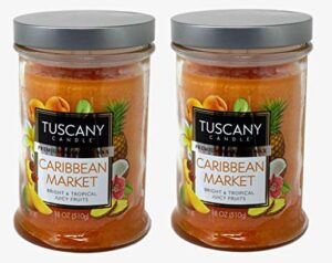 tuscany candle 18oz scented candle, caribbean market 2-pack