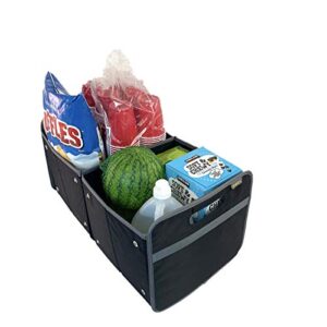 meori heavy duty foldable trunk organizer & storage bin, lava black, x-large