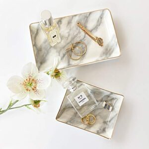 april box valet marble tray set of 2 – marble console table trays – key trays –vanity trays–jewelry dish– decorative tray organizer for watch, wallet, perfume, keys – made of thick and durable ceramic