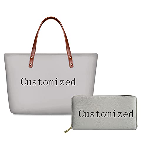 ZFRXIGN Custom Women' s Shoulder Handbags and Wallet Set Personalized Tote Bag Girls Holiday Gifts Purse Clutch Your Image/Name/Text Here
