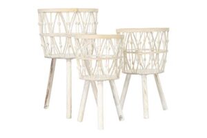 creative co-op 19.25″, 20.5″ & 25.5″ bamboo wood legs & whitewashed finish (set of 3 sizes) baskets, white