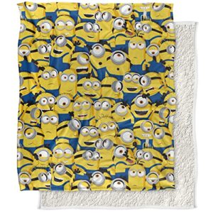 minions blanket, 50″x60″, minion group silky touch sherpa back super soft throw blanket