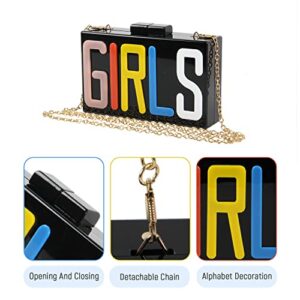 LUI SUI GIRLS Acrylic Clutch Purse Bags for Women Geometric Box Evening Clutch Bag Stylish Shoulder Bags