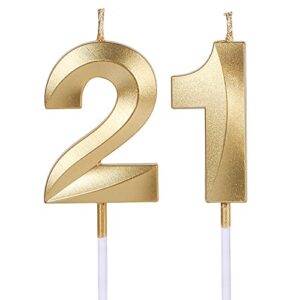 gold 21st & 12th birthday candles for cakes, number 21 12 1 2 glitter candle cake topper for party anniversary wedding celebration decoration