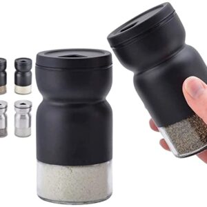 HOME EC Glass Salt and Pepper Shakers Set with Adjustable Pour Holes - Stainless Steel Salt Shaker and Pepper Shaker - Farmhouse Salt and Pepper Shaker Set for Himalayan, Kosher Sea Salts & Spices