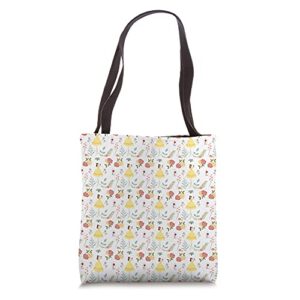 disney princess belle and enchanted rose print tote bag