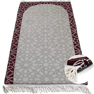 modefa turkish islamic prayer rug – foldable orthopedic foam janamaz – thick & comfortable padded muslim praying mat for men & women – ramadan or eid gift – selcuk star with carry case (red)