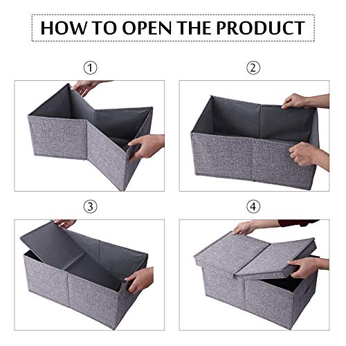 Large Storage Bins With Lids and Handles Stackable Storage Bins for Closet Foldable Fabric Linen Closet Organizers and Storage Baskets Storage Boxes Organization Containers for Shelf Bedroom 2-Pack