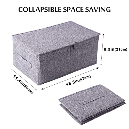 Large Storage Bins With Lids and Handles Stackable Storage Bins for Closet Foldable Fabric Linen Closet Organizers and Storage Baskets Storage Boxes Organization Containers for Shelf Bedroom 2-Pack
