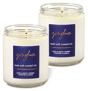bath & body works gingham single wick scented candle with essnetial oil 7 oz / 198 g each pack of 2
