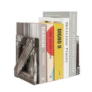 J JACKCUBE DESIGN Rustic Bookends 1 Pair, Decorative Farmhouse Bookend for Heavy Books Magazine DVD on Desk Table Shelf - MK709A