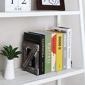 J JACKCUBE DESIGN Rustic Bookends 1 Pair, Decorative Farmhouse Bookend for Heavy Books Magazine DVD on Desk Table Shelf - MK709A