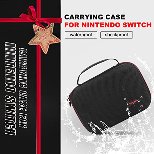 Glamgen Carrying Case for Nintendo Switch/OLED,Large Protective Travel Hardshell Storage Bag with 16 Game Cartridges for Switch Console, Pro Controller, Accessories Switch Dock,Black