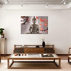 Yeawin Buddha Wall Art The Picture Print On Canvas 3 Panels Modern Artwork The Canvas for Home Living Dining Room Kitchen(Wrapped Canvas Wall Art,Ready to Hang)