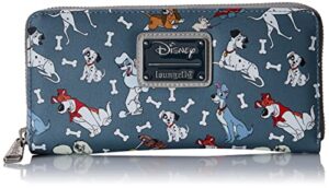 loungefly disney dogs wallet zip around clutch faux leather (grey)