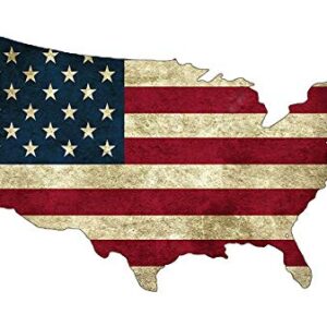 Rogue River Tactical USA American Flag Metal Tin Sign, 14x8 Inch, Wall Décor -Man Cave Bar US United States Rustic Cut Out Outline