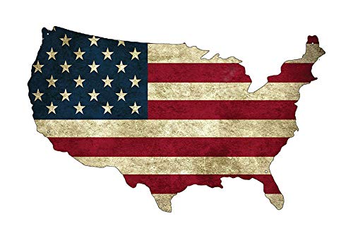 Rogue River Tactical USA American Flag Metal Tin Sign, 14x8 Inch, Wall Décor -Man Cave Bar US United States Rustic Cut Out Outline