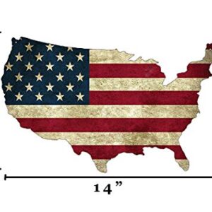 Rogue River Tactical USA American Flag Metal Tin Sign, 14x8 Inch, Wall Décor -Man Cave Bar US United States Rustic Cut Out Outline