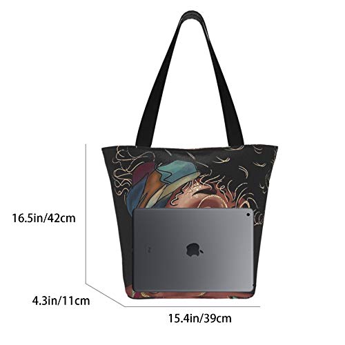 Women's Tote Shoulder Bag Melanin Queen Black African American Natural Afro Shopping Handbag