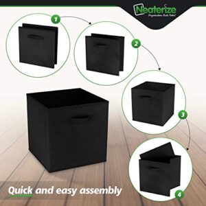 13x13 Large Storage Cubes (Set of 9). Fabric Storage Bins with Dual Handles | Cube Storage Bins for Home and Office | Foldable Cube Baskets For Shelf | Closet Organizers and Storage Box (Black)