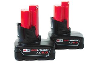 milwaukee 48-11-2460 m12 12v lithium-ion xc extended capacity battery pack 6.0ah (2-pack)