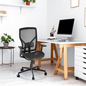 SUNNOW Ergonomic Office Chair with Adjustable Lumbar Support, High-Back Mesh Desk Chair with Sliding Seat, 2D Armrest - Swivel Computer Task Chair for Home