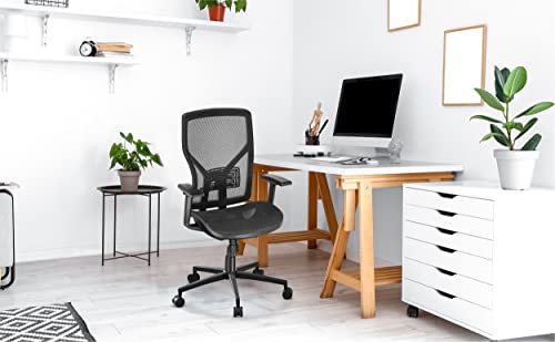 SUNNOW Ergonomic Office Chair with Adjustable Lumbar Support, High-Back Mesh Desk Chair with Sliding Seat, 2D Armrest - Swivel Computer Task Chair for Home