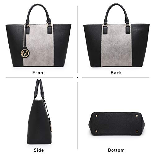 MKP Women Two Tone Large Tote Bags Top Handle Satchel Handbags Purses Set 2pcs
