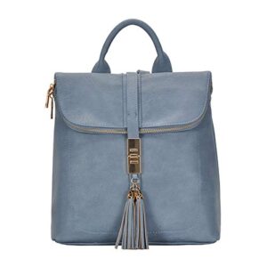 mms brands miztique the diana backpack purse for women, flap over tote bag, soft vegan leather – blue