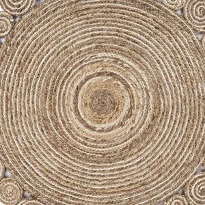 Lr Home Ox Bay Organic Jute Spiral Area Rug, Bleach and Natural, 4' Round