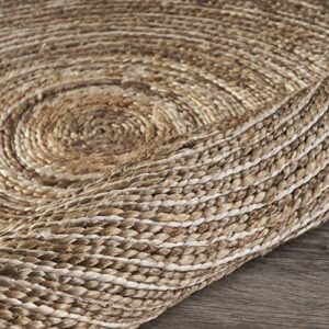 Lr Home Ox Bay Organic Jute Spiral Area Rug, Bleach and Natural, 4' Round