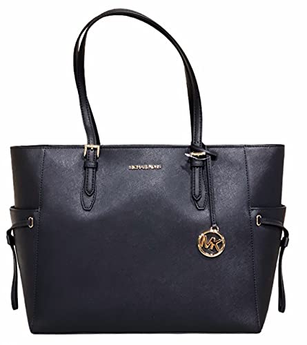 Michael Kors Gilly Large Jet Set Drawstring Top Zip Tote Black Saffiano Leather