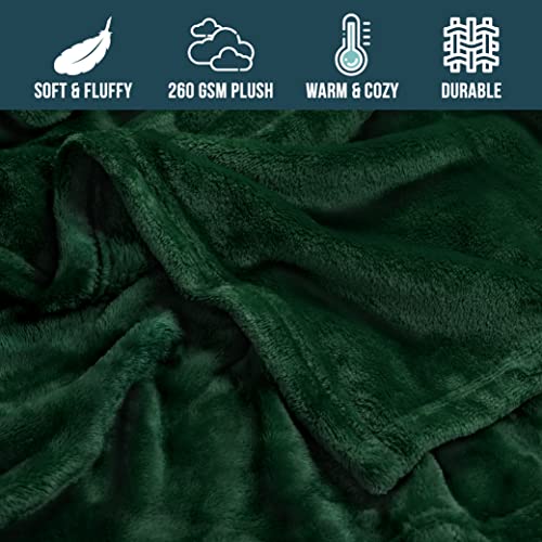 PAVILIA Fleece Blanket Throw | Super Soft, Plush, Luxury Flannel Throw | Lightweight Microfiber Blanket for Sofa Couch Bed (Emerald Green, 50x60 inches)