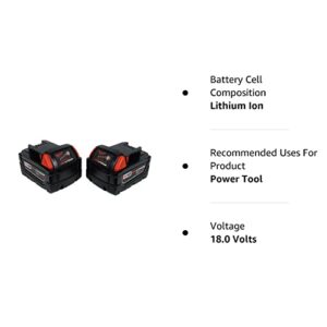 Milwaukee 48-11-1850 2 Pack M18 18V Lithium-Ion Battery 48-11-1852