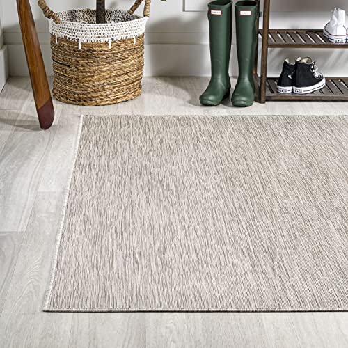 JONATHAN Y TSN100E-5 Ethan Modern Flatweave Solid -Indoor/Outdoor Area Rug, Casual, Contemporary, Coastal Easy-Cleaning,Bedroom,Kitchen,Backyard,Patio,Non Shedding, Light Gray, 5 X 8