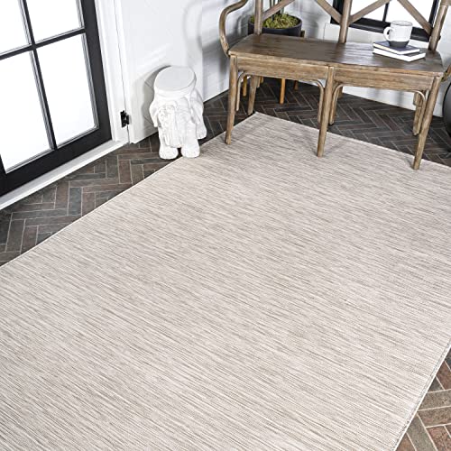 JONATHAN Y TSN100E-5 Ethan Modern Flatweave Solid -Indoor/Outdoor Area Rug, Casual, Contemporary, Coastal Easy-Cleaning,Bedroom,Kitchen,Backyard,Patio,Non Shedding, Light Gray, 5 X 8