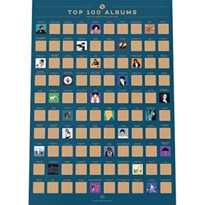 enno vatti 100 albums scratch off poster – top music of all time bucket list (16.5″ x 23.4″)- ultimate gift for music lovers, christmas, easter, valentine’s day